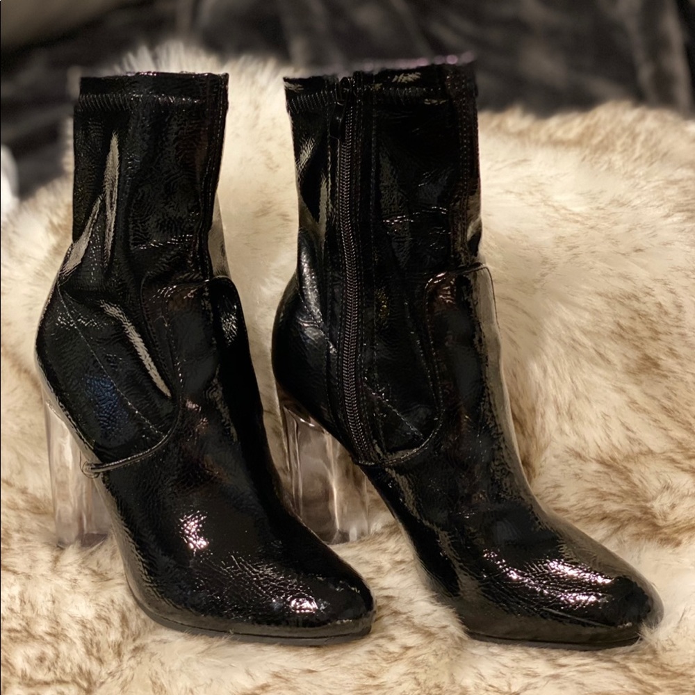 Ankle High Acrylic transparent Heel shine Boots . - Picture 10 of 14